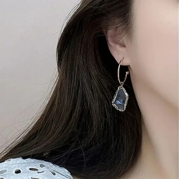 14K Gold Plated Crystal Statement Earrings Nickel Free - Picture 7 of 8